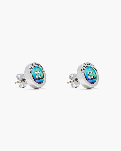 Marc Jacobs The Button Abalone Stud Earrings Silver/Abalone