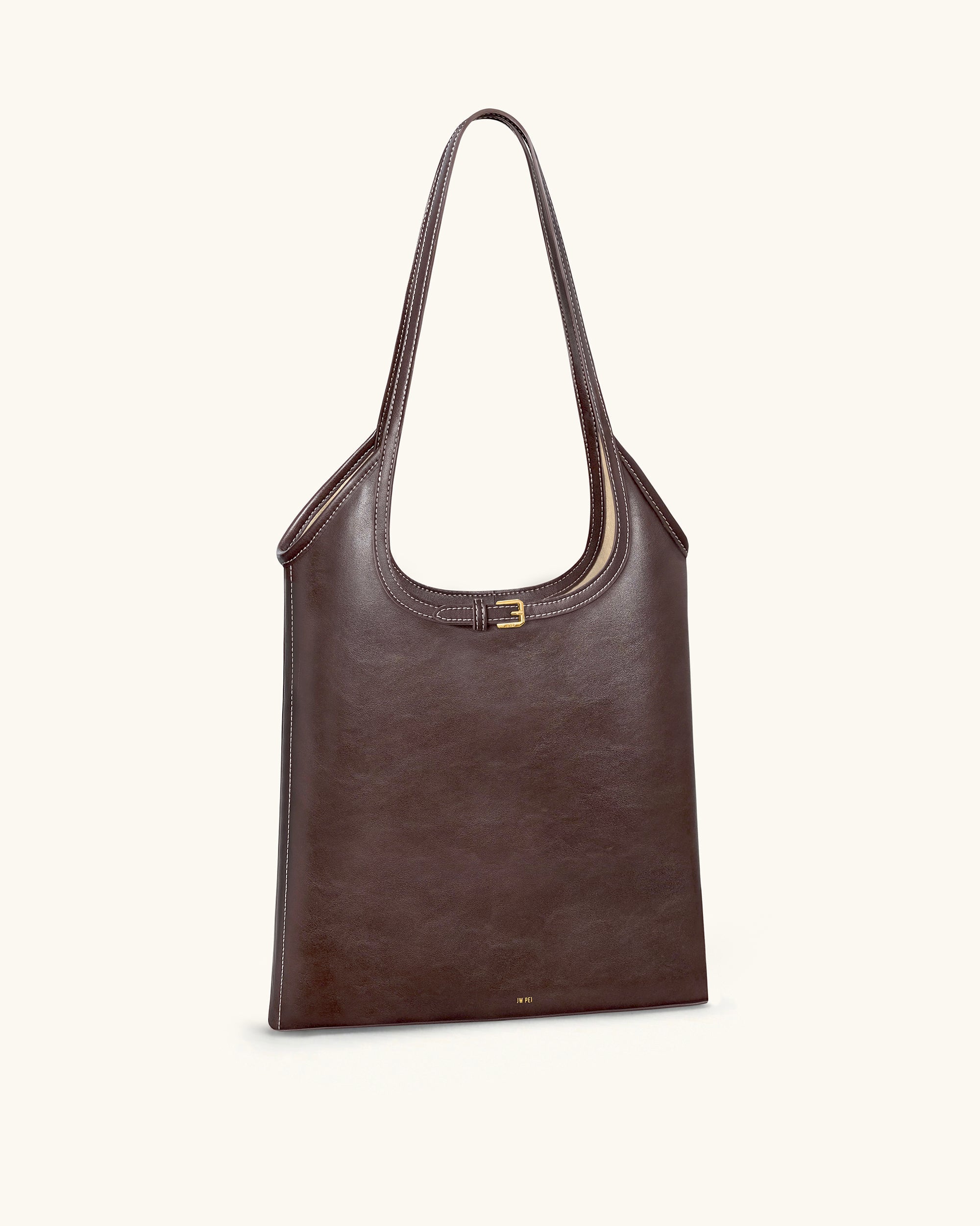 Jw Pei Brooke Belted Embellished Shoulder Tote Bag Dark Brown