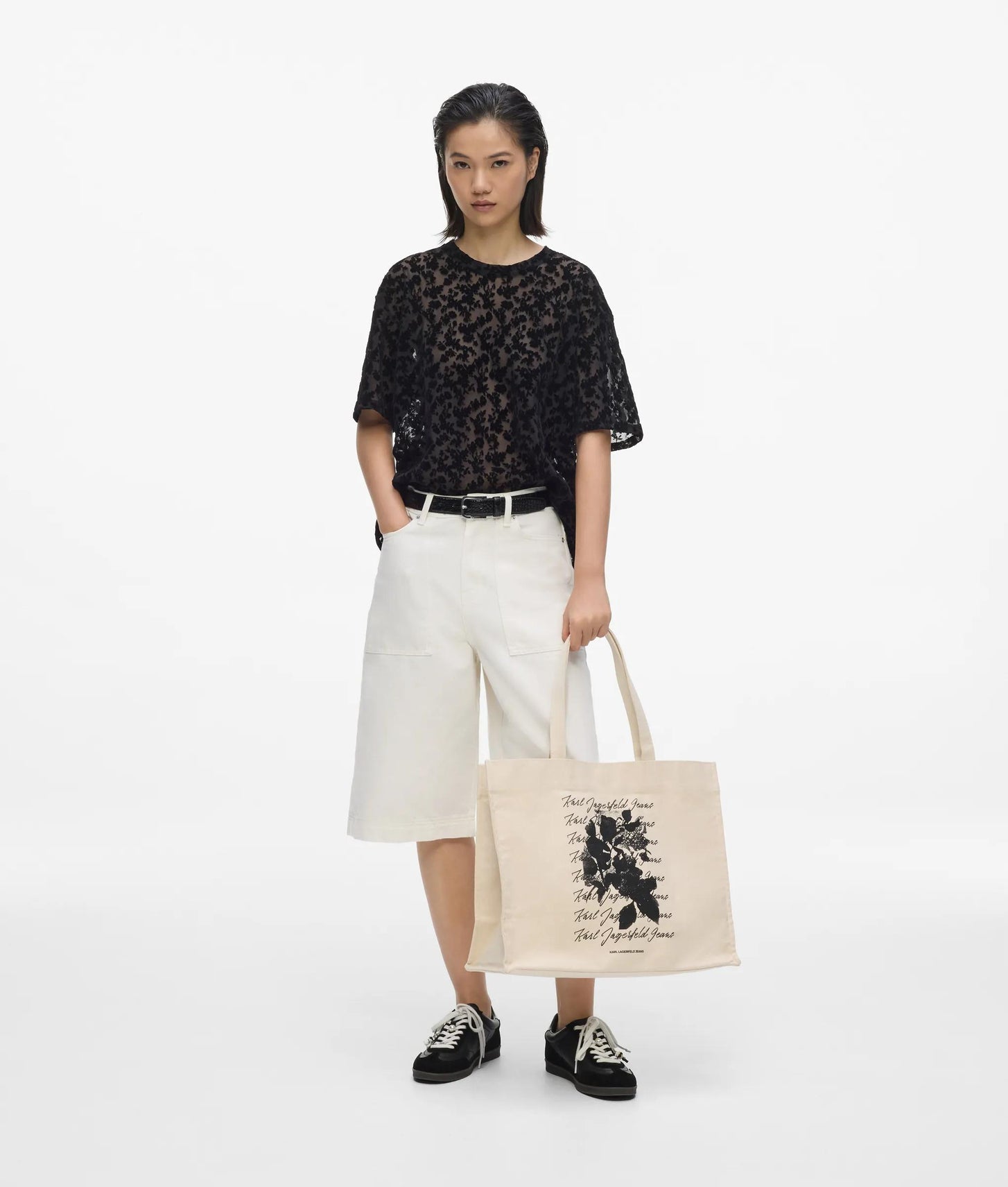 KarlLagerfeld Floral Print Shopper Natural