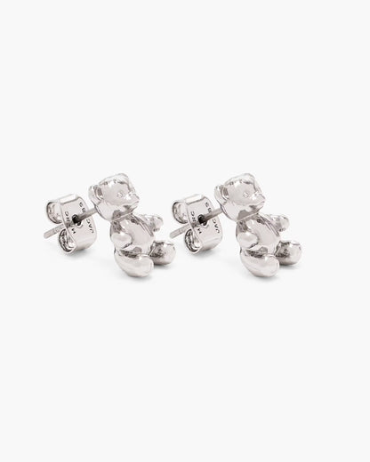 Marc Jacobs The Teddy Bear Stud Earrings Light Antique Silver