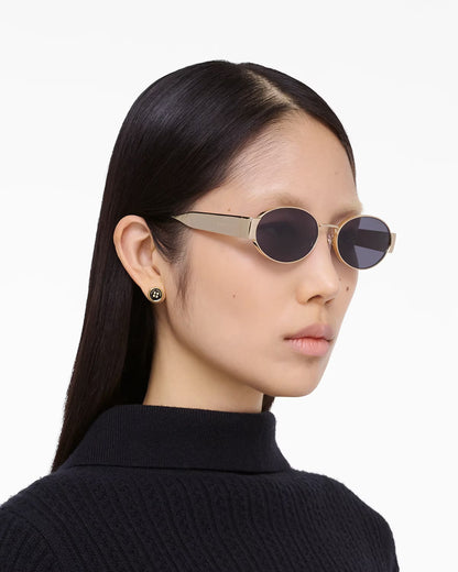 Marc Jacobs The Classic Logo Round Sunglasses Black/Gold