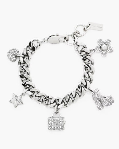 Marc Jacobs The Pave Mini Icon Charm Bracelet Silver/Crystal