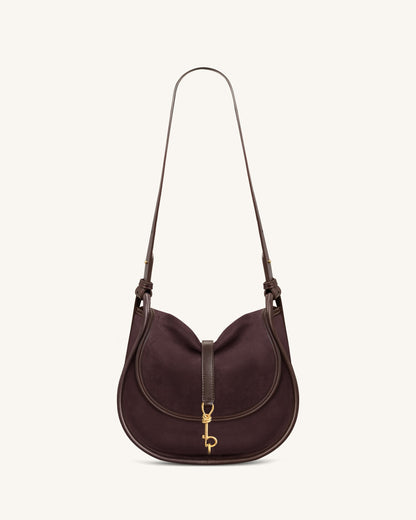 Jw Pei Arla Small Faux Suede Hobo Bag Chocolate