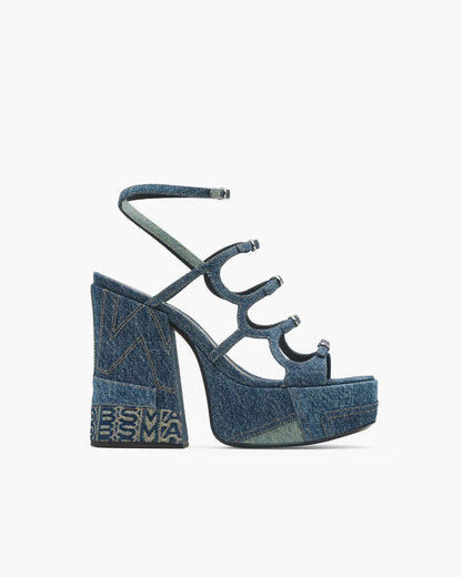 Marc Jacobs The Deconstructed Denim Kiki Platform Sandal Indigo Multi