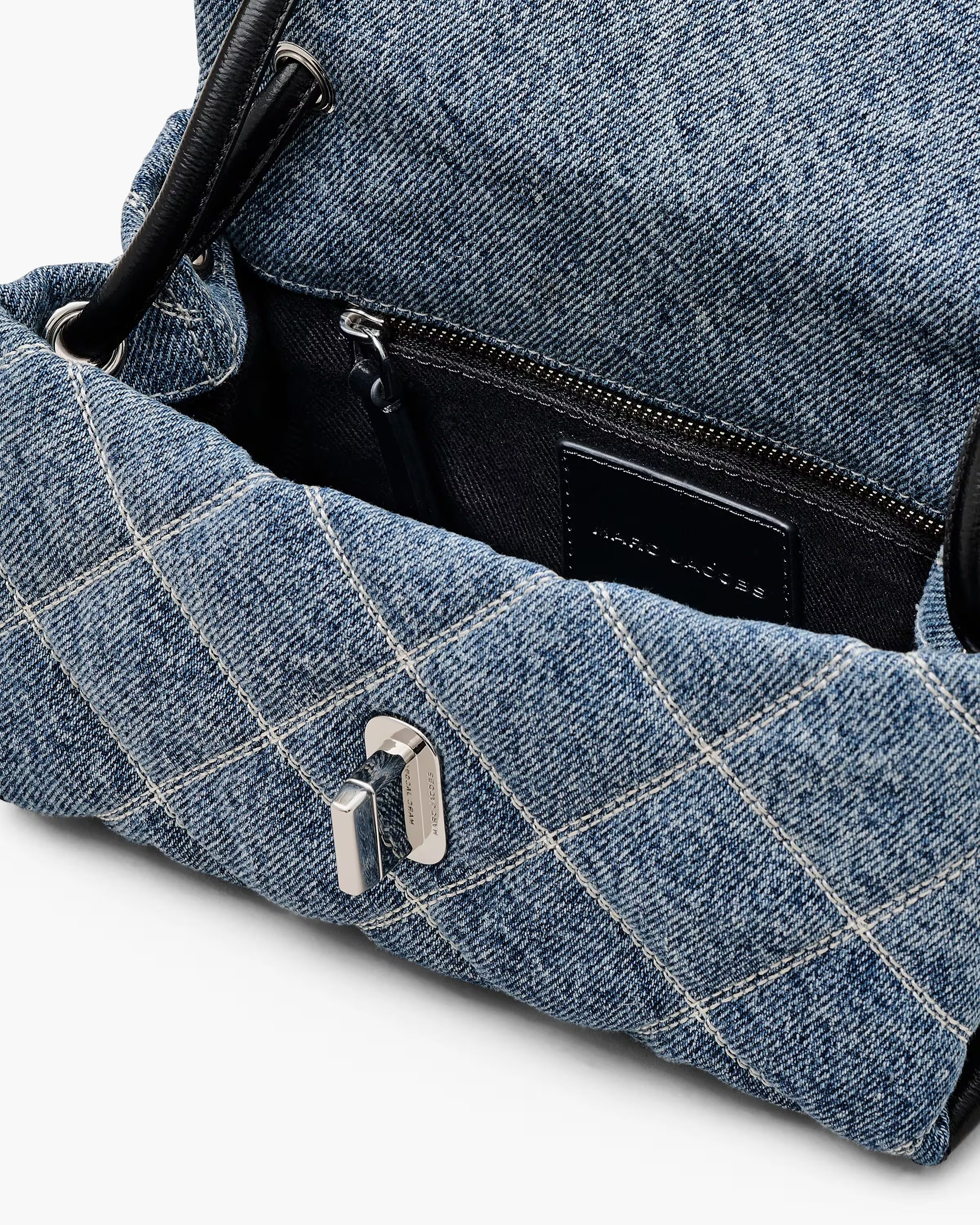 Marc Jacobs The Quilted Denim Mini Dual Shoulder Bag Light Wash Indigo