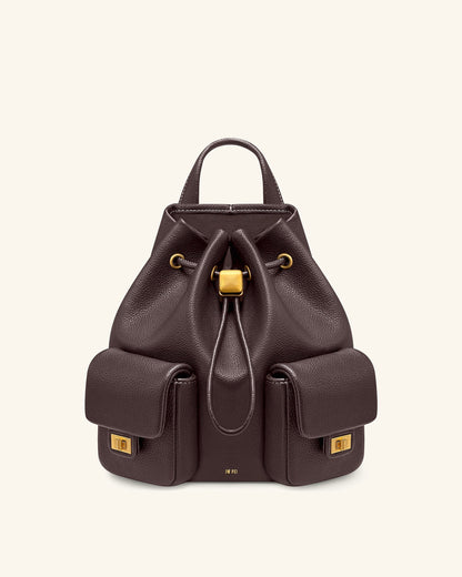 Jw Pei Avery Pebbled Drawstring Utility Backpack – Dark Brown