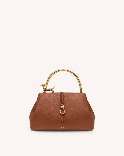 Jw Pei Bruna Dachshund Metal Handle Top Handle Bag Brown