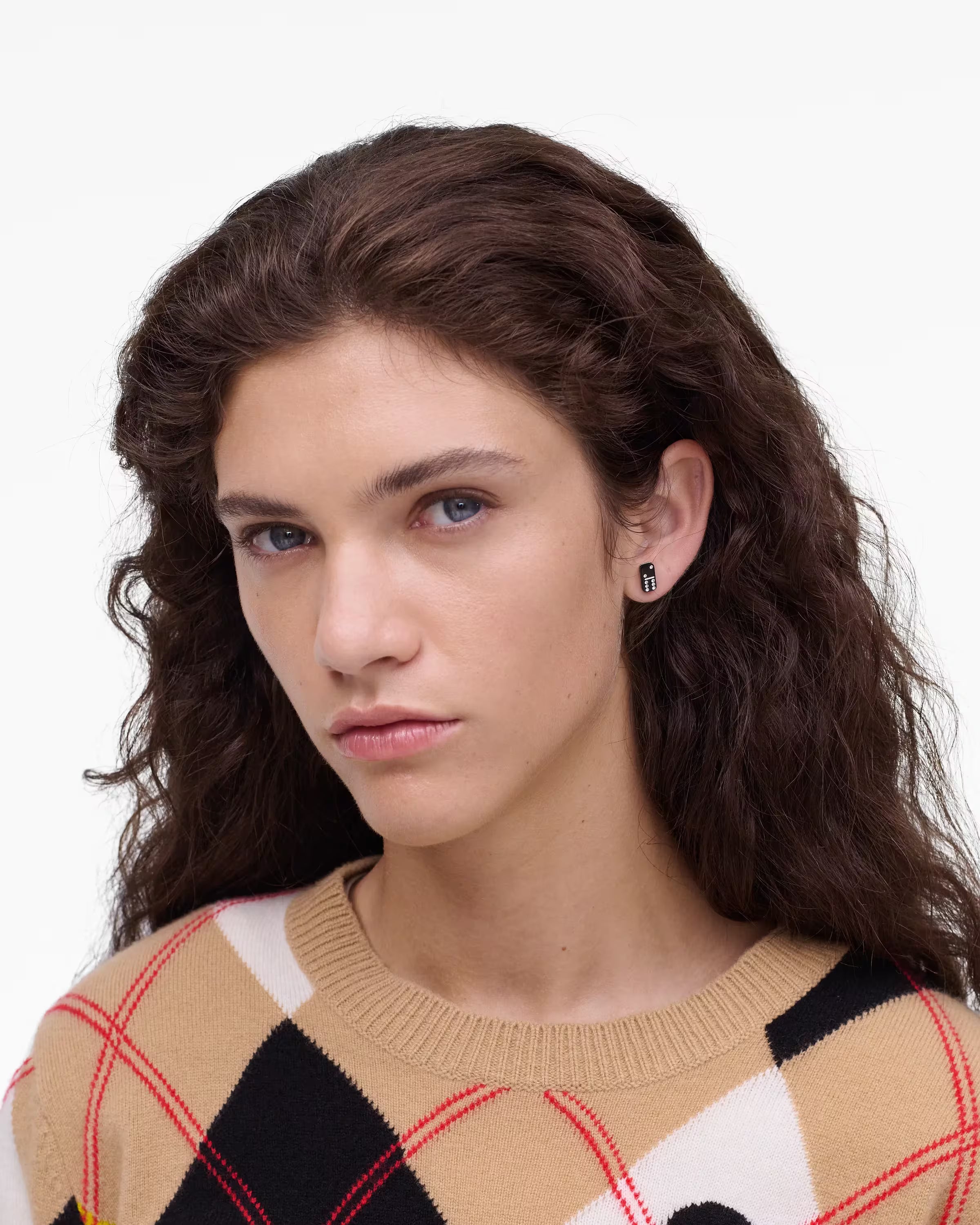Marc Jacobs The Domino Stud Earrings Silver/Black
