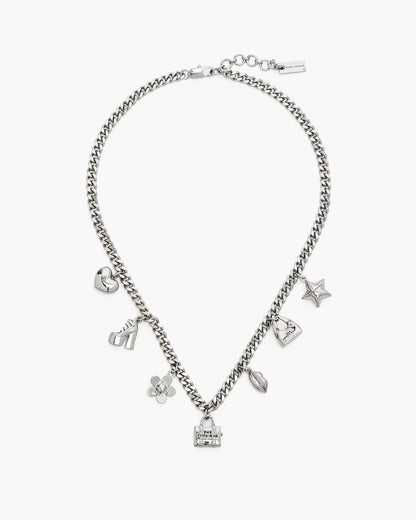 Marc Jacobs The Mini Icon Charm Necklace Light Antique Silver