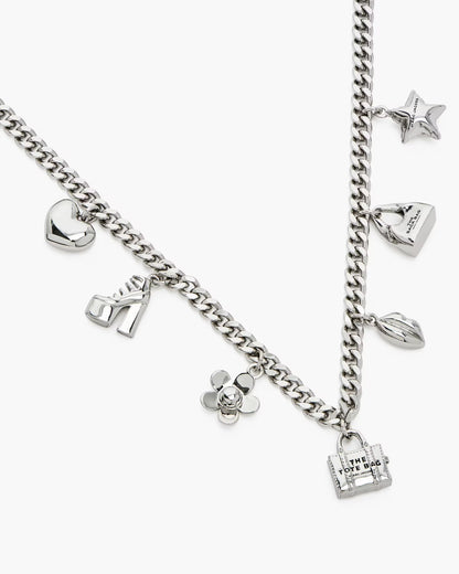 Marc Jacobs The Mini Icon Charm Necklace Light Antique Silver