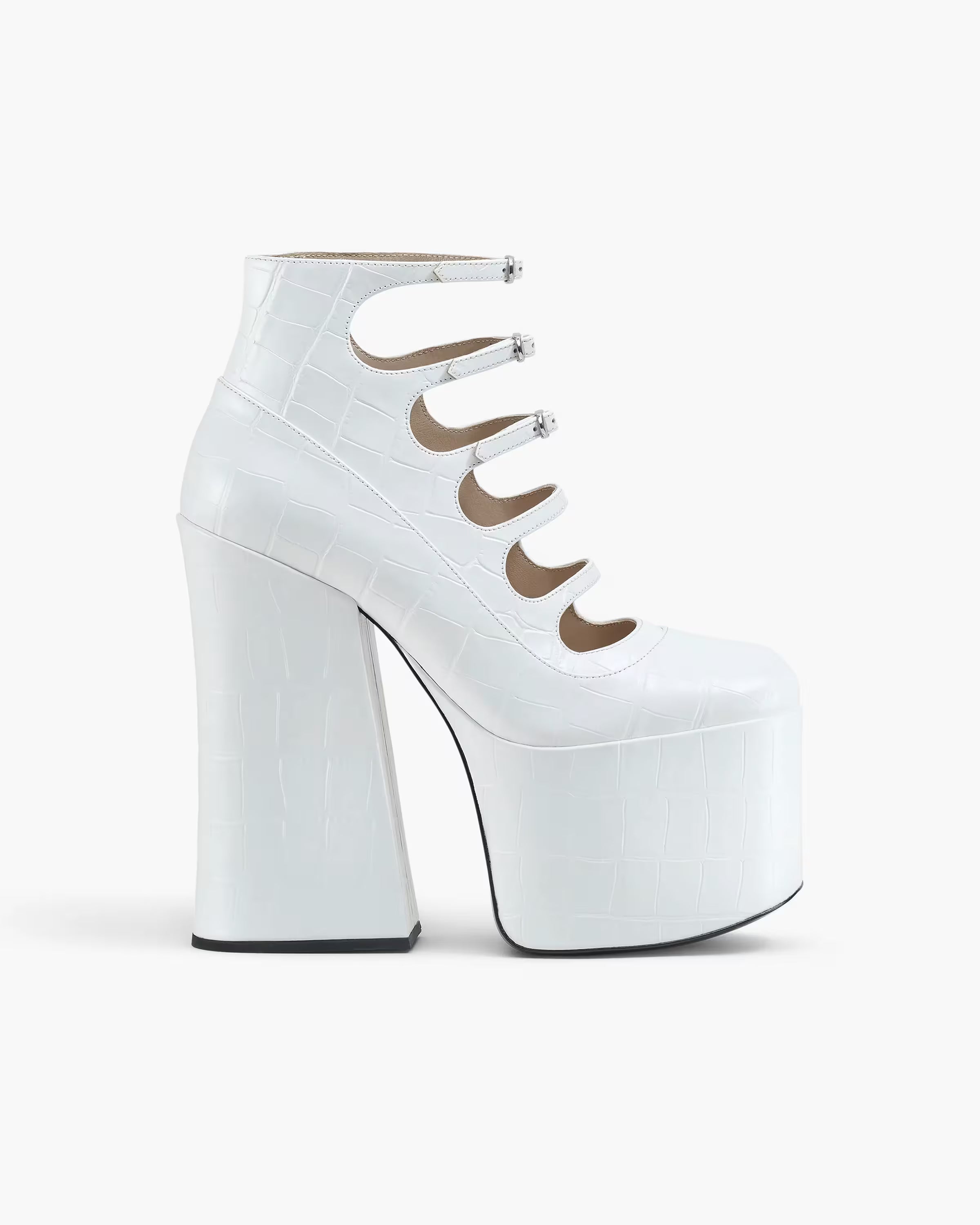 Marc Jacobs The Croc Embossed Kiki Ankle Boot Cotton White