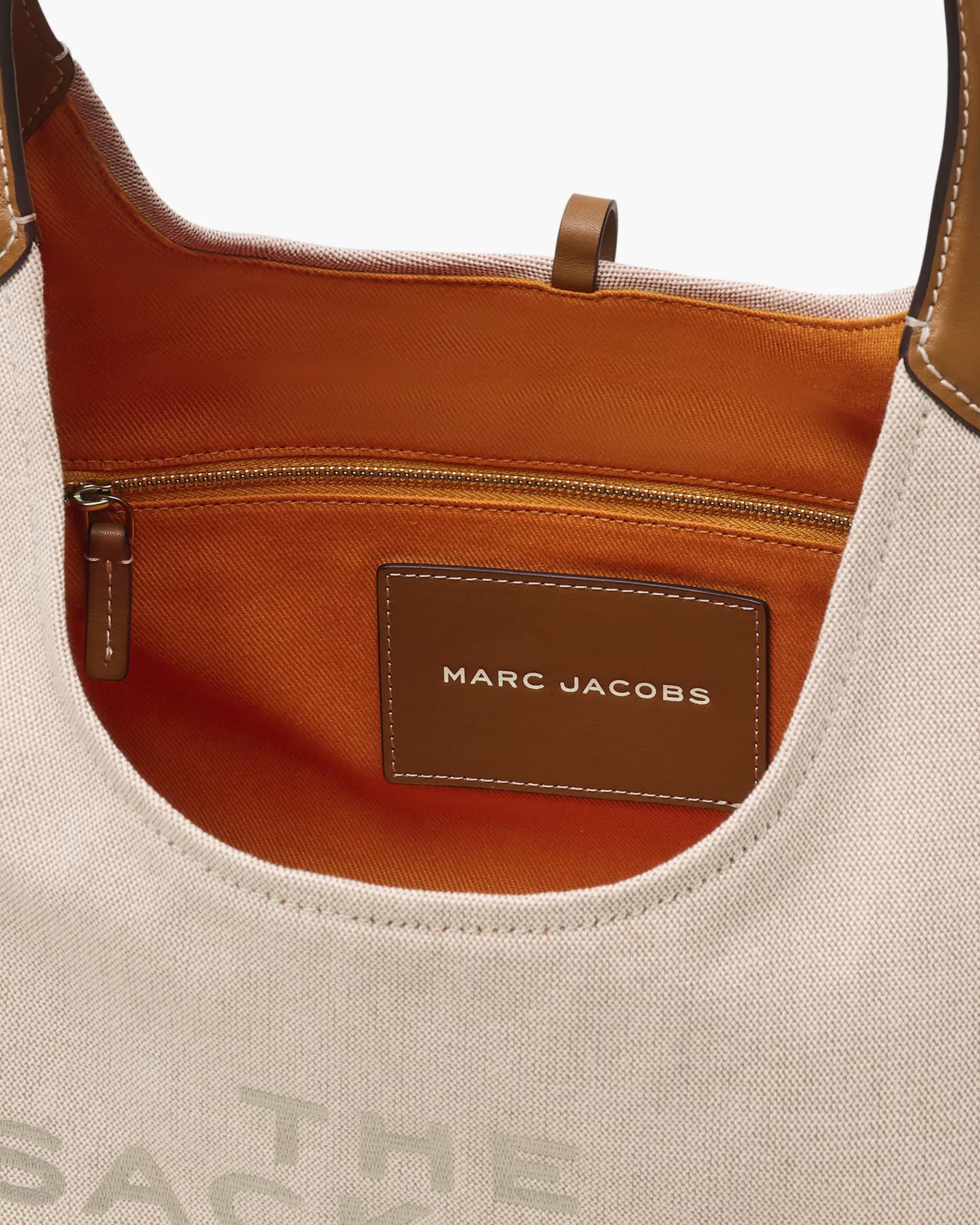 Marc Jacobs The Leather-Trim Canvas Belted Sack Bag Beige/Argan Oil