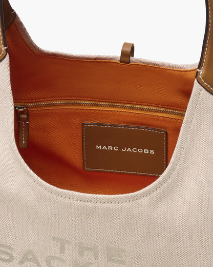 Marc Jacobs The Leather-Trim Canvas Belted Sack Bag Beige/Argan Oil