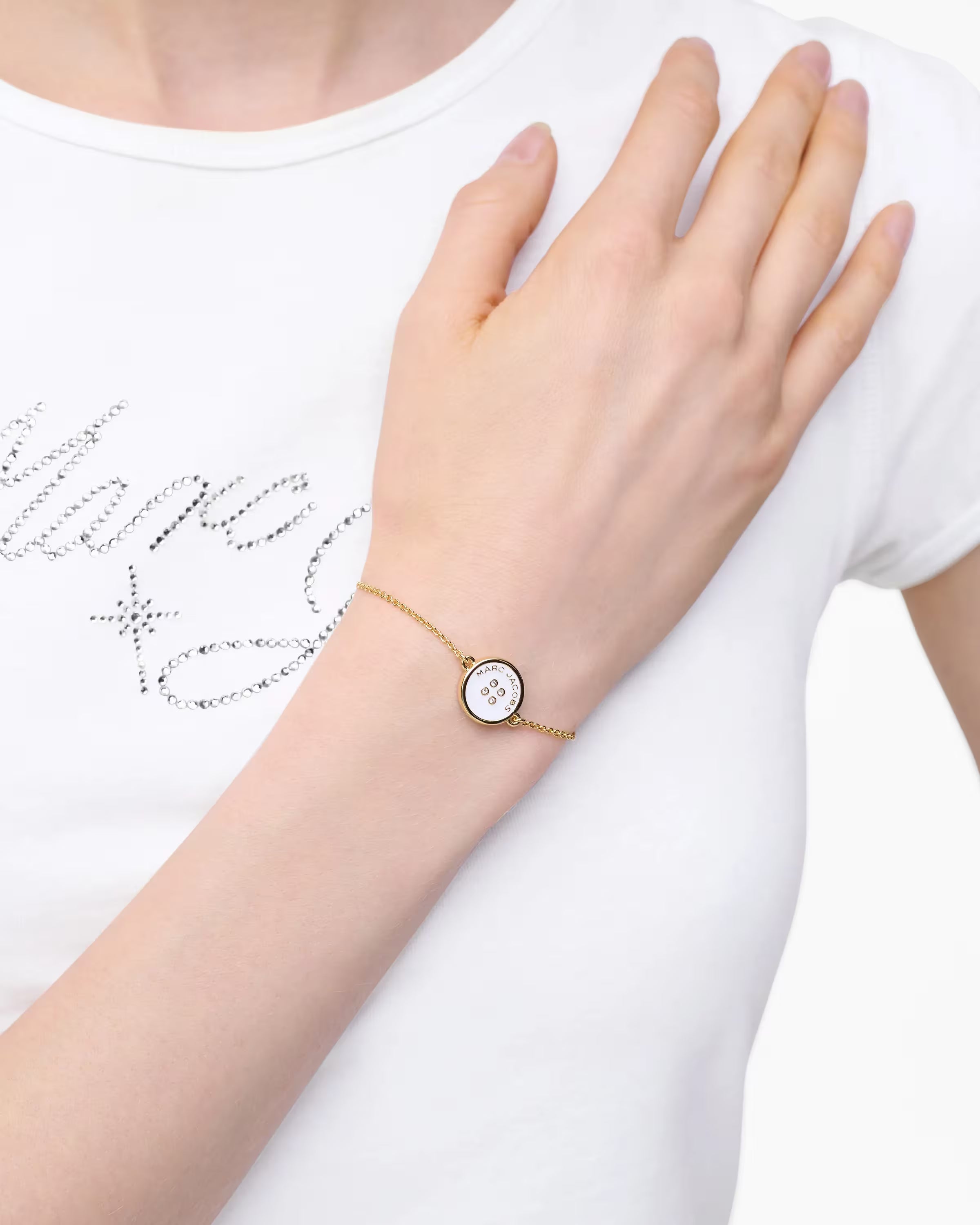 Marc Jacobs The Button Chain Bracelet Gold/Cream