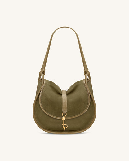 Jw Pei Arla Small Faux Suede Hobo Bag Olive Green