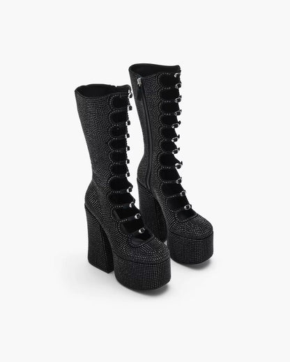 Marc Jacobs The Rhinestone Kiki Knee-High Boot Black/Black