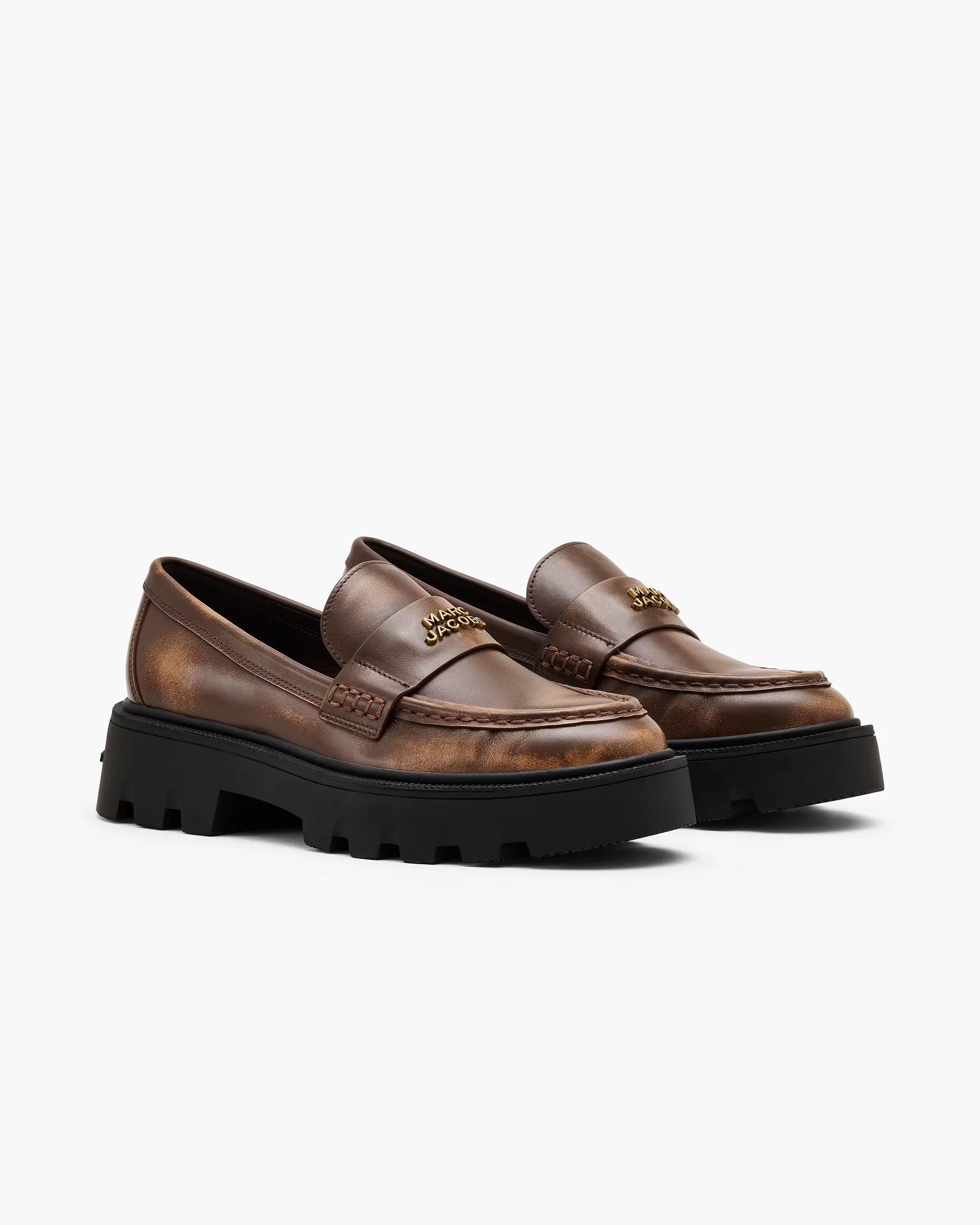 Marc Jacobs The Distressed Leather Frankie Loafer Ebony