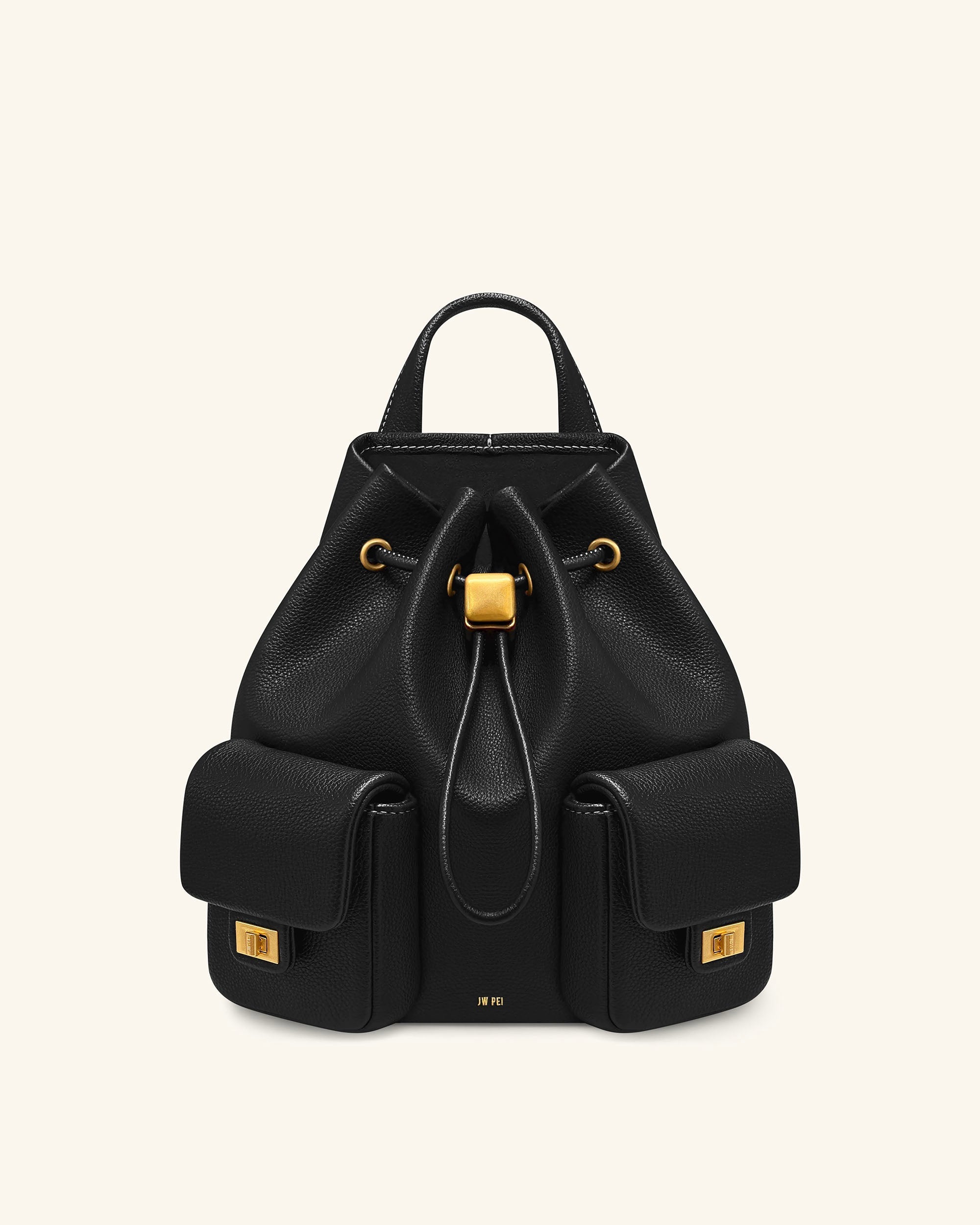 Jw Pei Avery Pebbled Drawstring Utility Backpack – Black