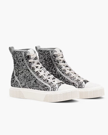 Marc Jacobs The Sequin High Top Sneaker Silver