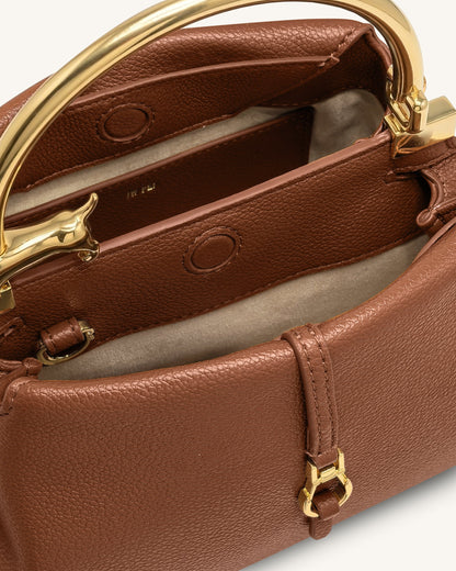 Jw Pei Bruna Dachshund Metal Handle Top Handle Bag Brown