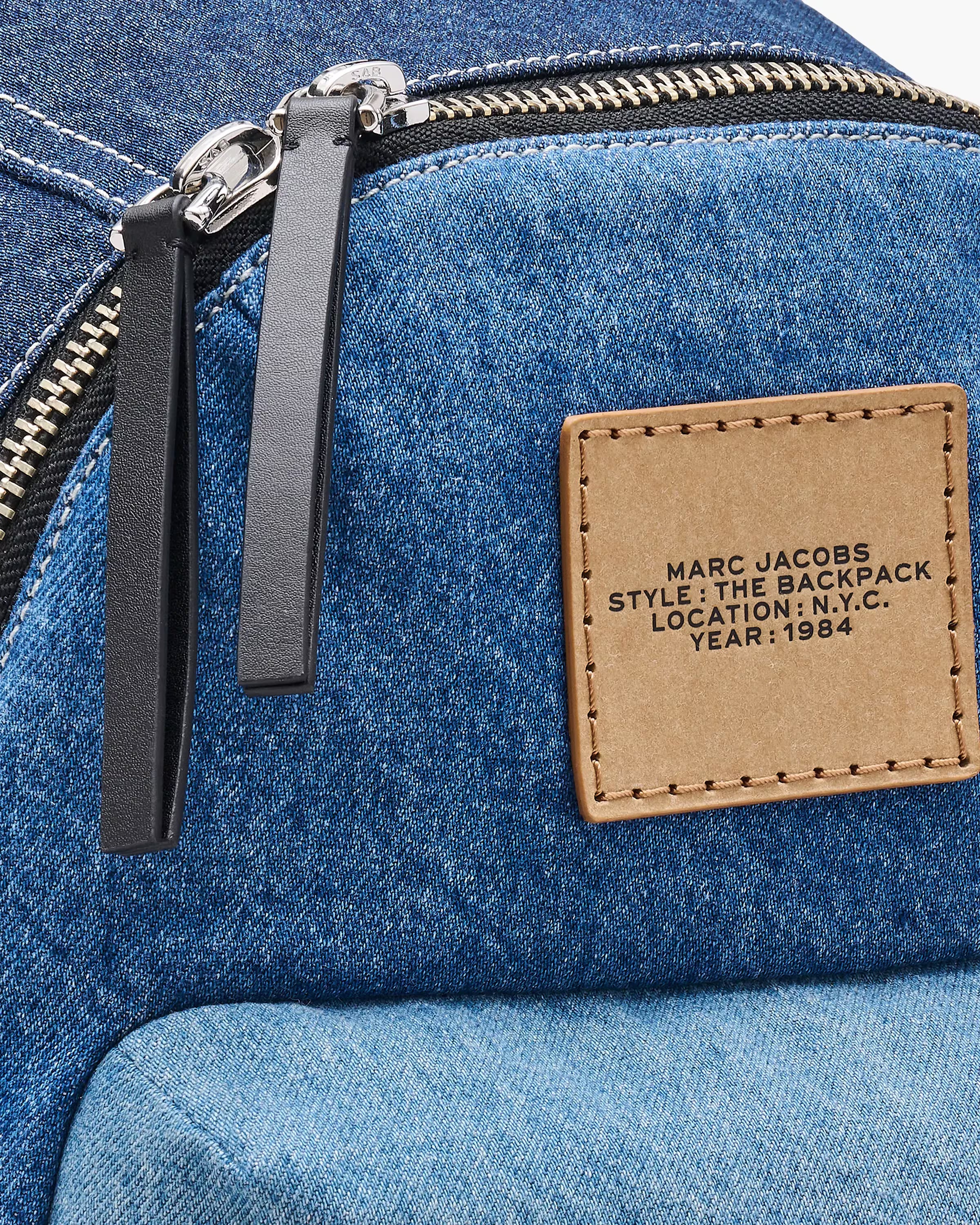 Marc Jacobs The Biker Colorblock Denim Large Backpack Indigo Multi