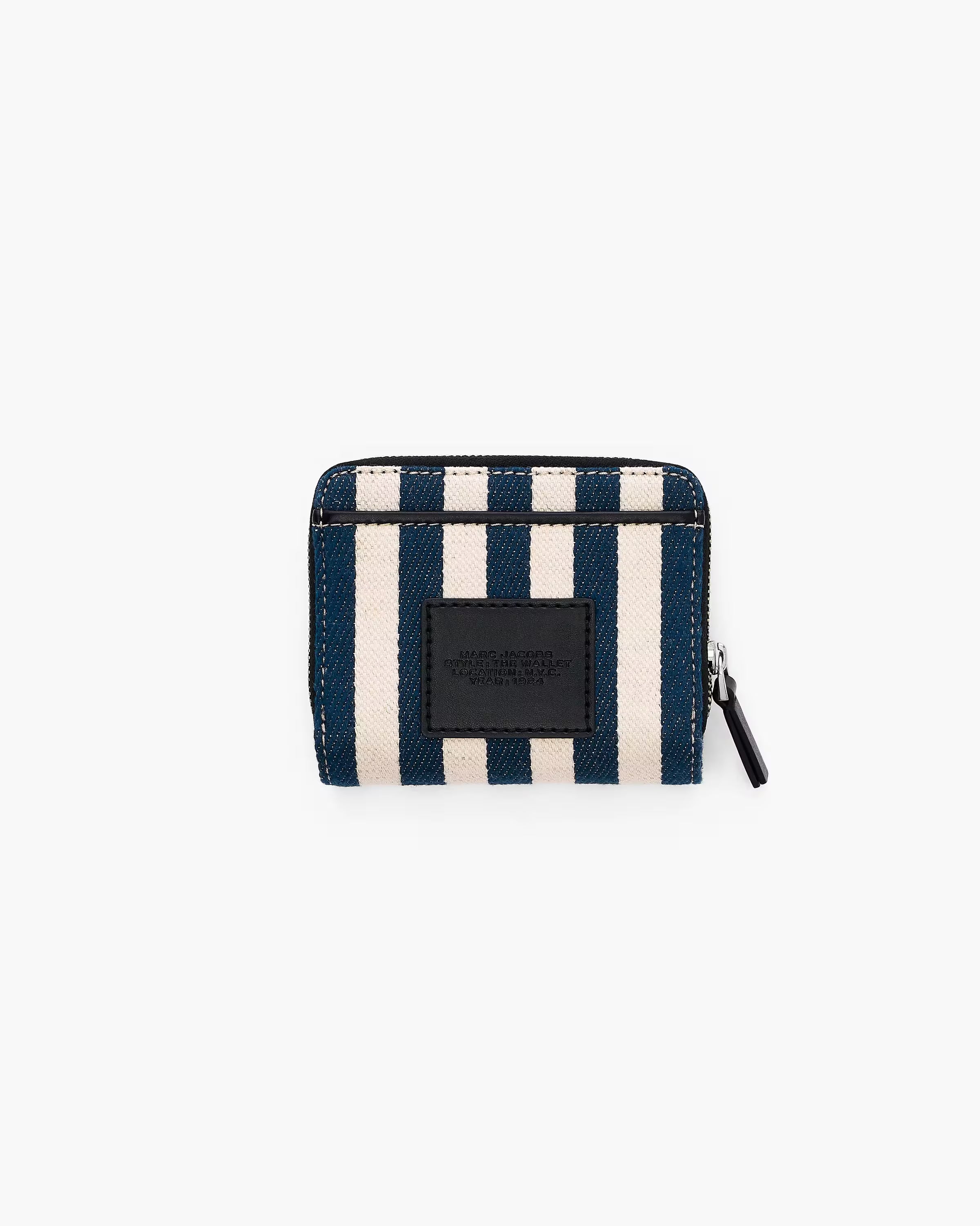 Marc Jacobs The Stripe Canvas Mini Compact Wallet Blue Sea Multi