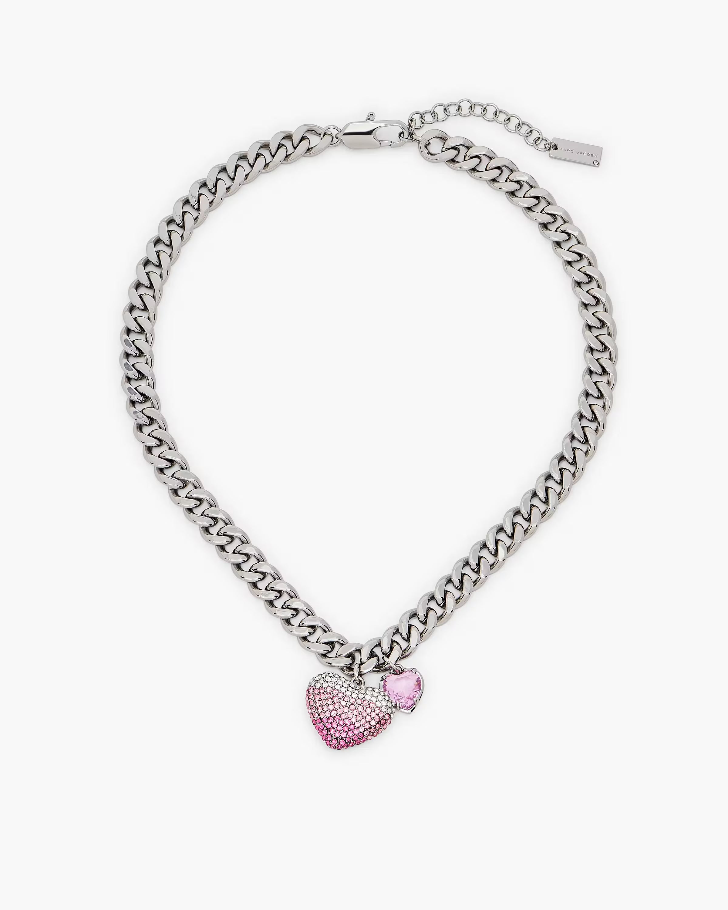 Marc Jacobs The Heart Balloon Pave Necklace Silver/Rose