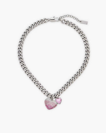Marc Jacobs The Heart Balloon Pave Necklace Silver/Rose