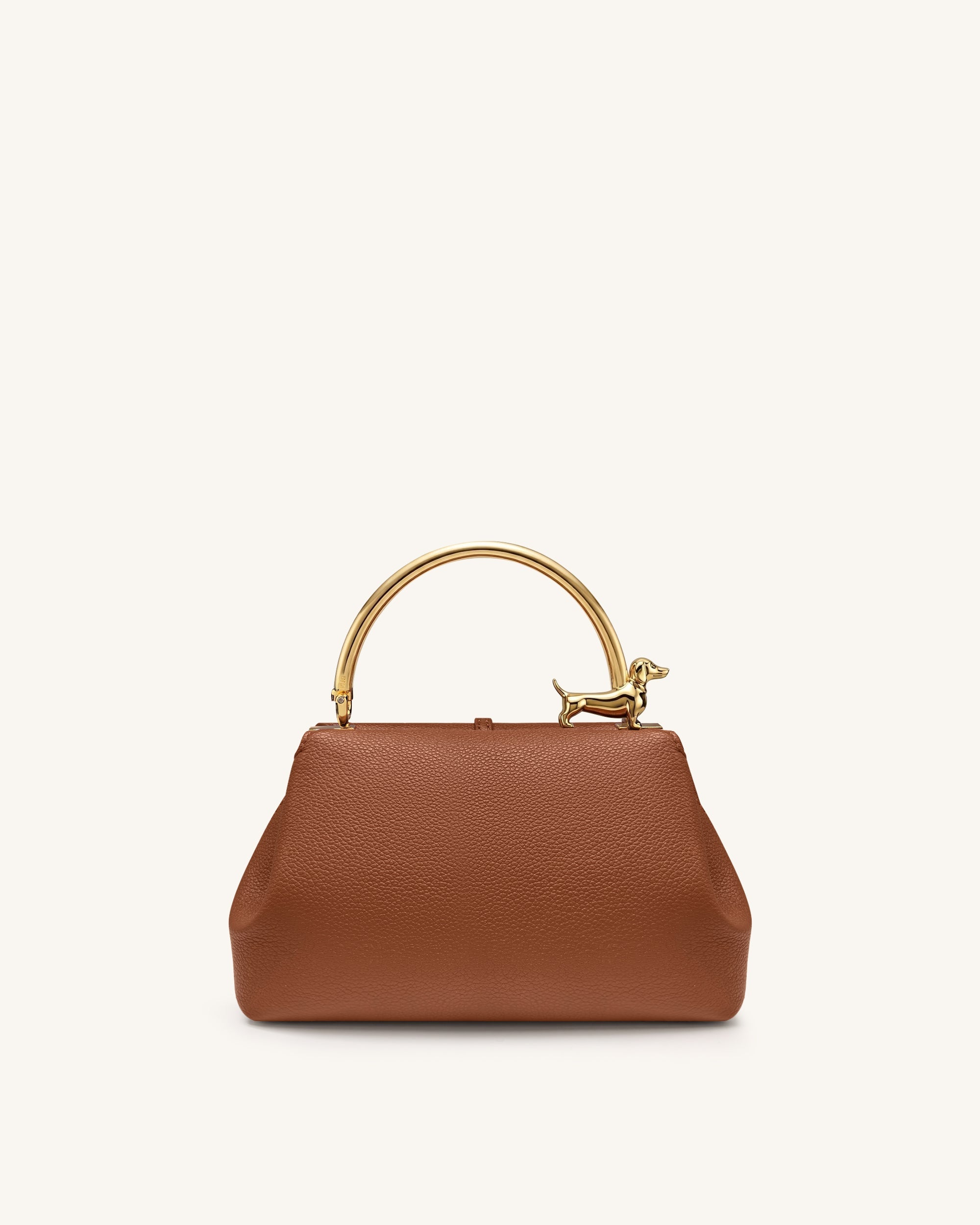 Jw Pei Bruna Dachshund Metal Handle Top Handle Bag Brown
