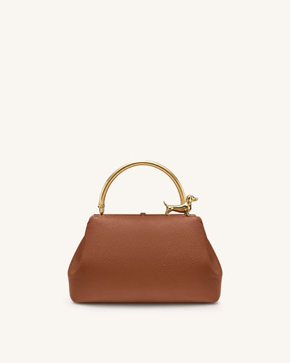 Jw Pei Bruna Dachshund Metal Handle Top Handle Bag Brown