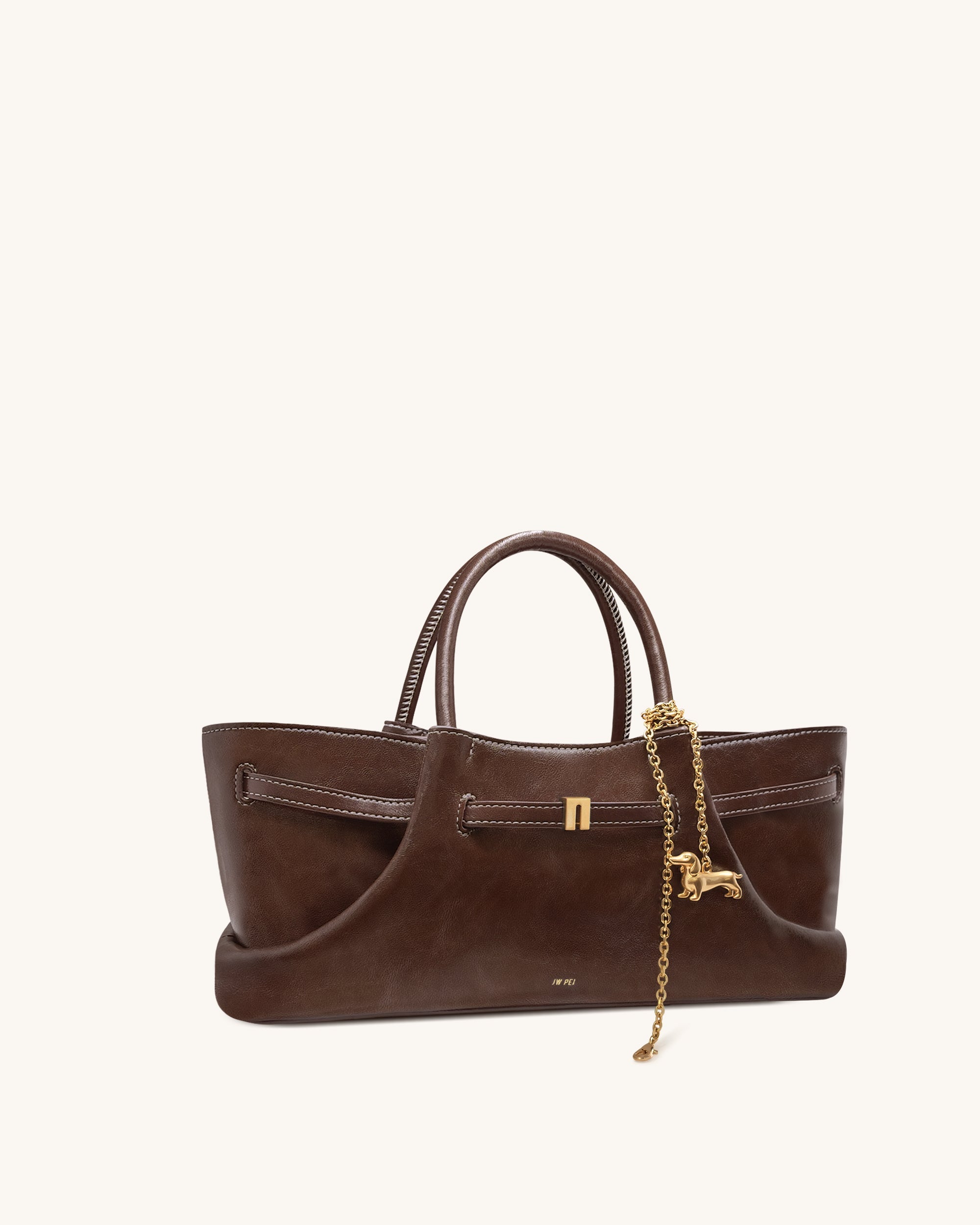 Jw Pei Maeve Dachshund Metal Charm Tote Bag Dark Brown