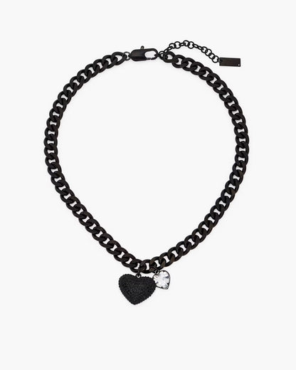 Marc Jacobs The Heart Balloon Pave Necklace Black/Black Crystal