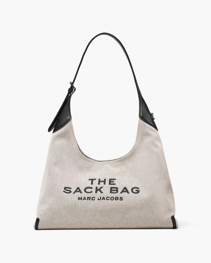 Marc Jacobs The Leather-Trim Canvas Belted Sack Bag Ivory/Black