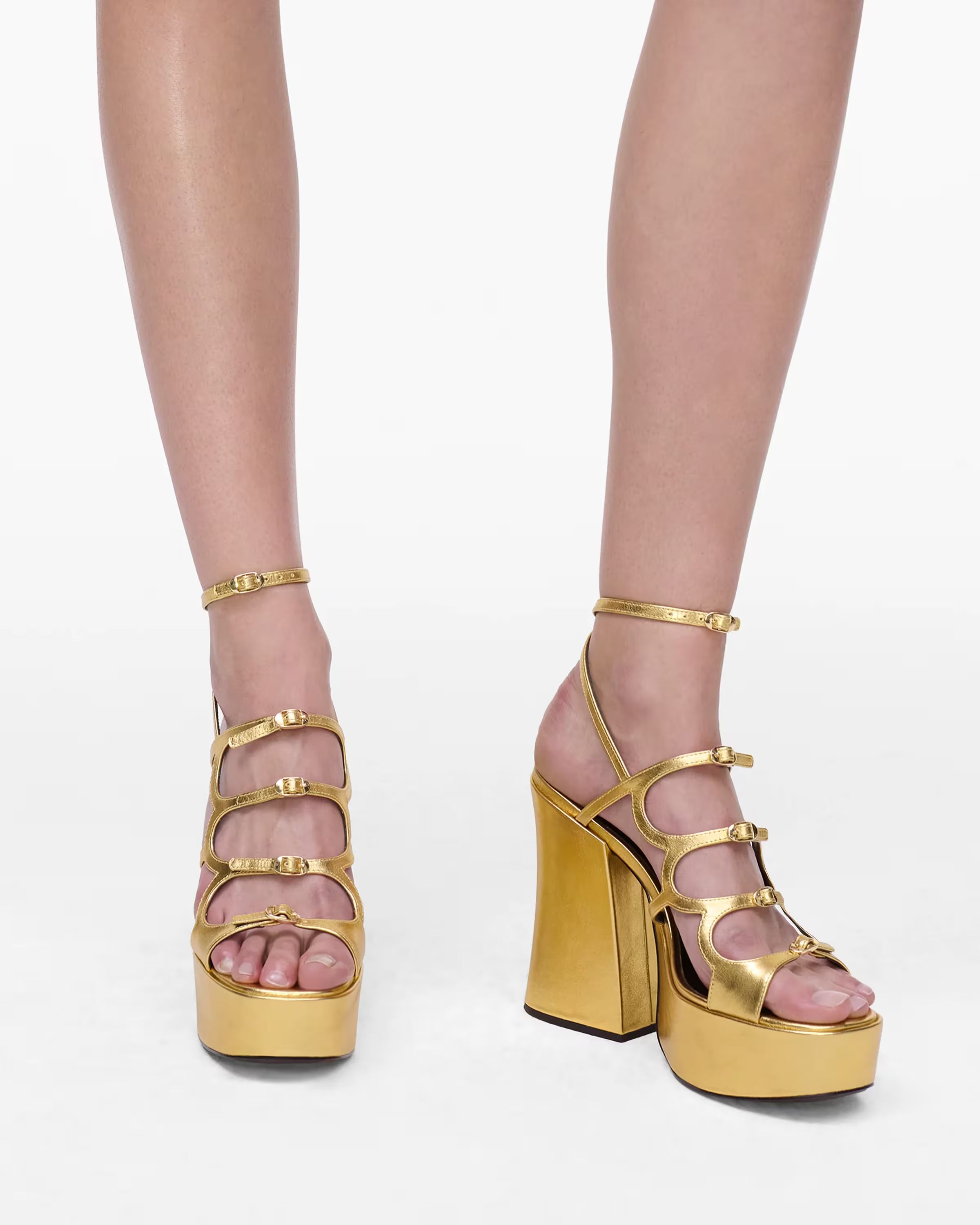 Marc Jacobs The Metallic Leather Kiki Platform Sandal Gold