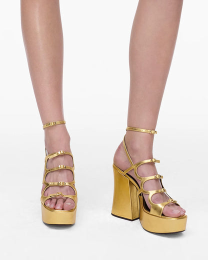 Marc Jacobs The Metallic Leather Kiki Platform Sandal Gold