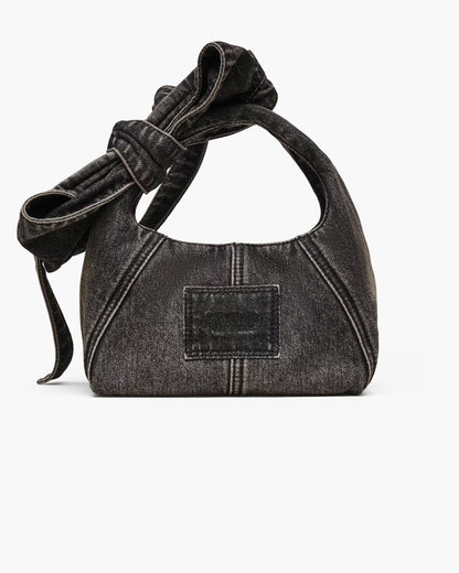Marc Jacobs The Bow Denim Mini Sack Bag Black Wash