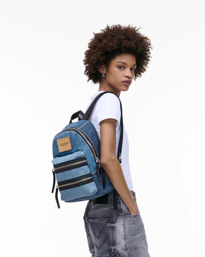 Marc Jacobs The Biker Colorblock Denim Medium Backpack Indigo Multi