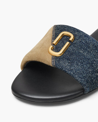 Marc Jacobs The Denim Suede Snapshot Slide Dark Wash Indigo
