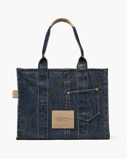 Marc Jacobs The Denim Suede Large Cargo Tote Bag Dark Wash Indigo