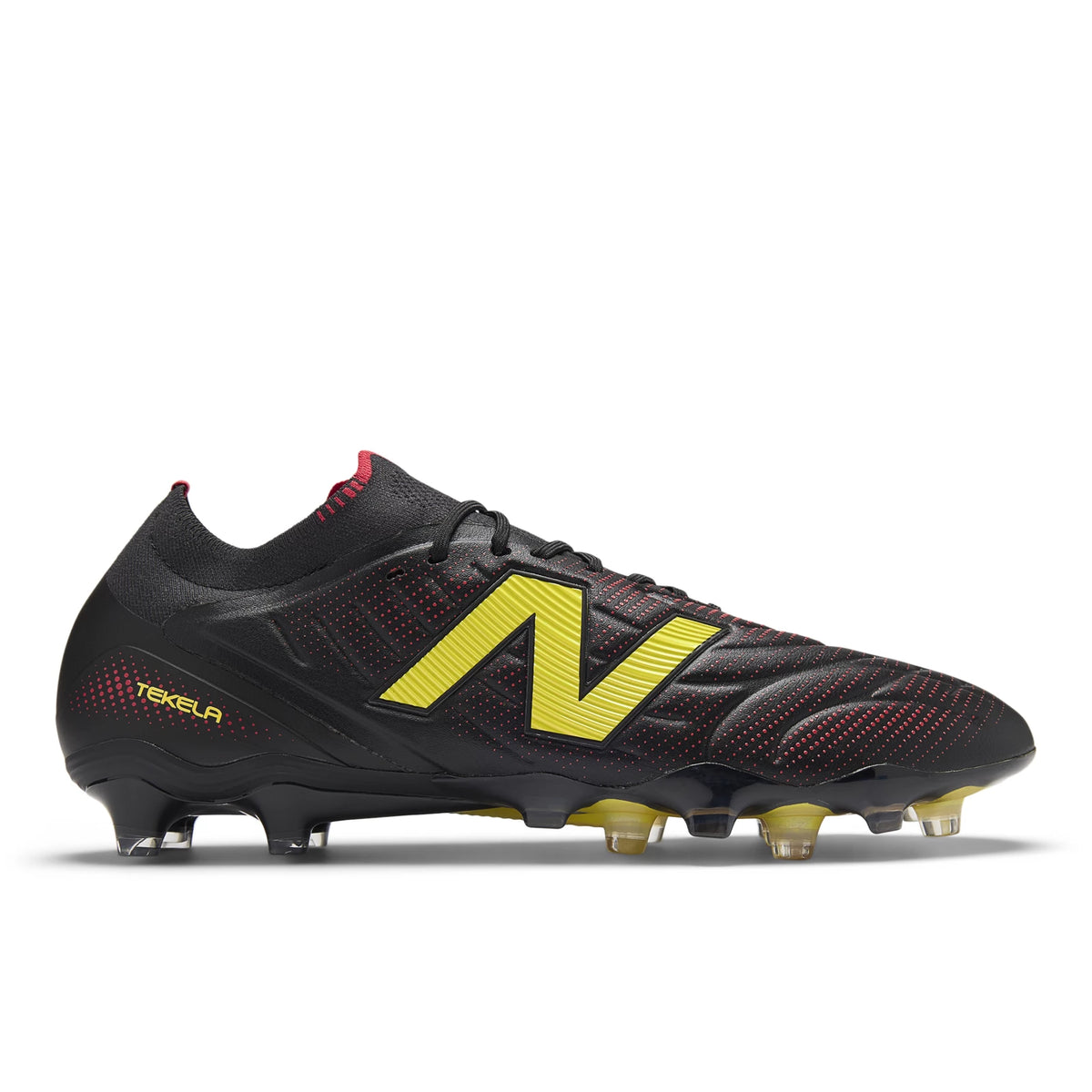 New Balance Tekela Elite Low FG V5 Black with Punch Yellow and Fire Cracker