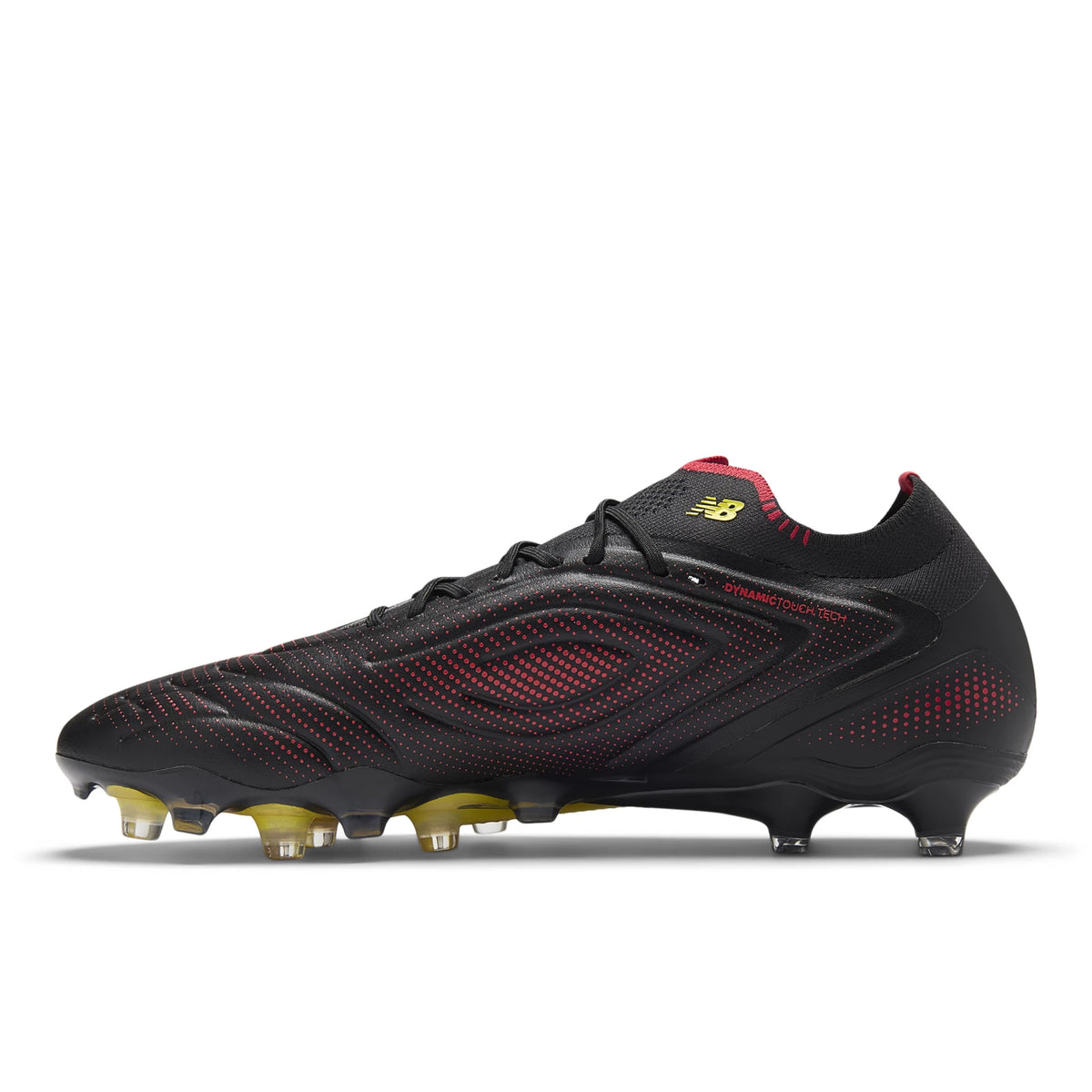 New Balance Tekela Elite Low FG V5 Black with Punch Yellow and Fire Cracker