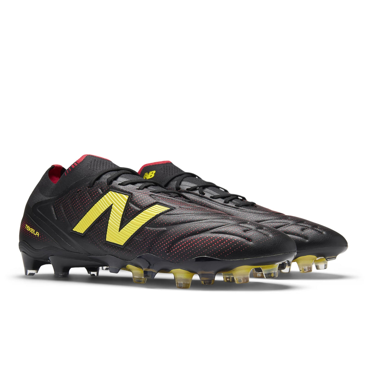 New Balance Tekela Elite Low FG V5 Black with Punch Yellow and Fire Cracker