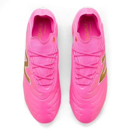 New Balance Tekela Elite Low FG V5 Pink Heat with Metallic Gold and Pink Satin