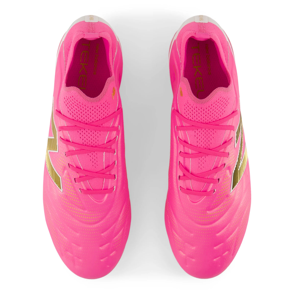 New Balance Tekela Women's Elite Low MG V5 Pink Heat with Metallic Gold and Pink Satin