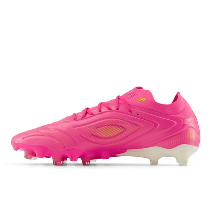 New Balance Tekela Pro Low FG V5 Pink Heat with Metallic Gold and Pink Satin