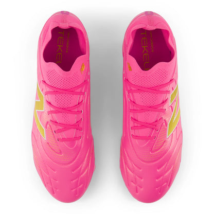 New Balance Tekela Pro Low FG V5 Pink Heat with Metallic Gold and Pink Satin