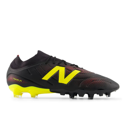 New Balance Tekela Team Low FG V5 Black 100 with Punch Yellow and Fire Cracker
