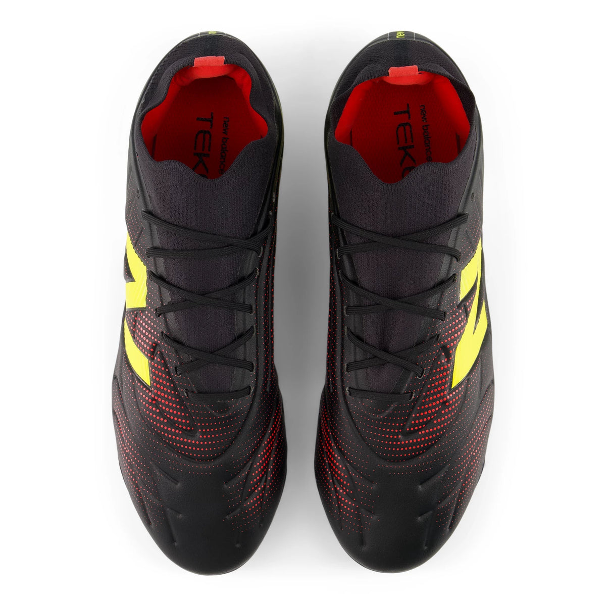 New Balance Tekela Team Low FG V5 Black 100 with Punch Yellow and Fire Cracker