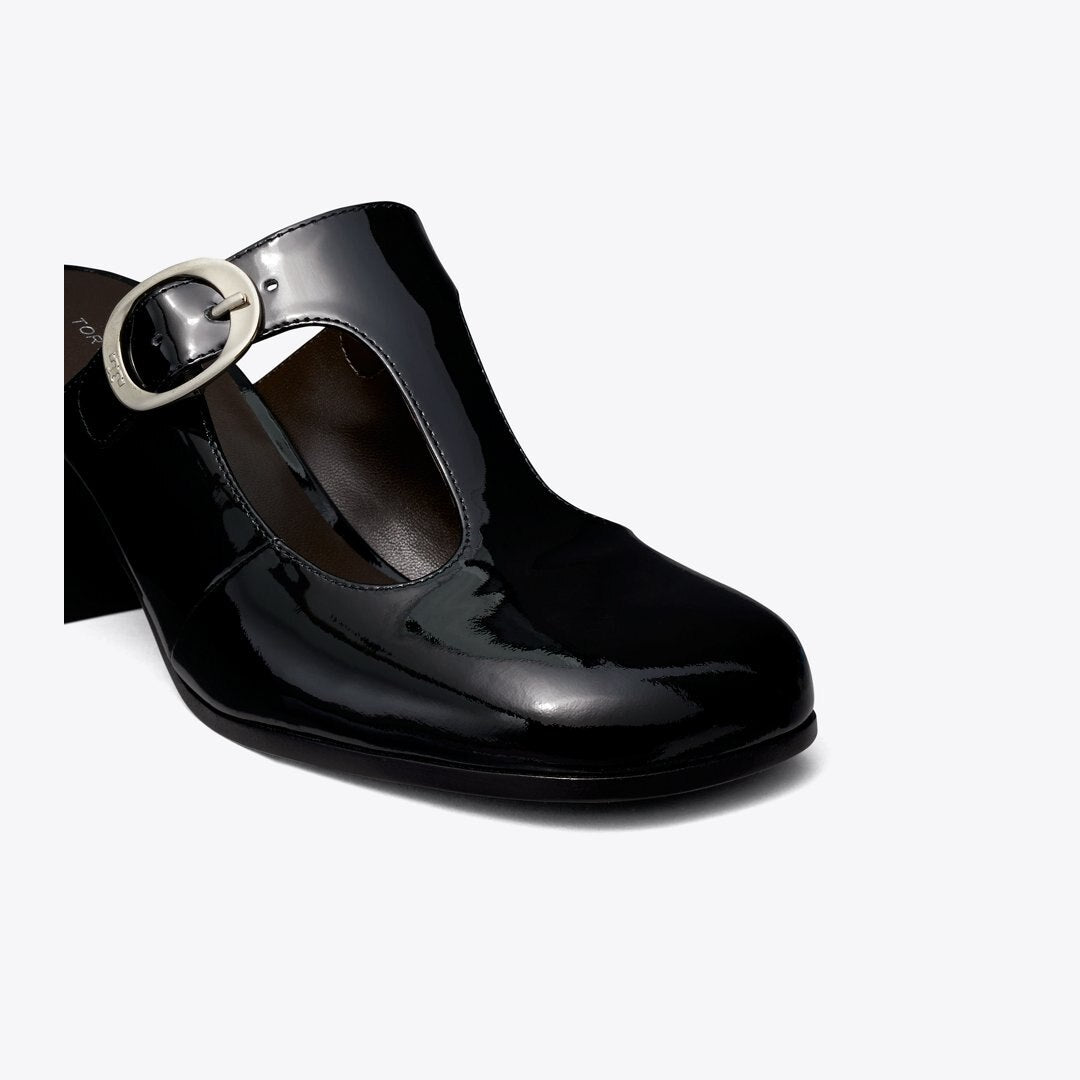 Tory Burch Violet T-Strap Heeled Mule PERFECT BLACK