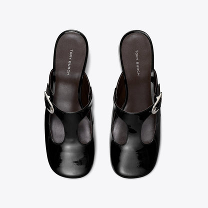 Tory Burch Violet T-Strap Heeled Mule PERFECT BLACK